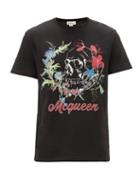 Matchesfashion.com Alexander Mcqueen - Floral And Skull-print Cotton-jersey T-shirt - Mens - Black Multi