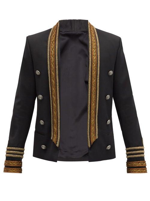 Matchesfashion.com Balmain - Embroidered Wool-twill Jacket - Mens - Black