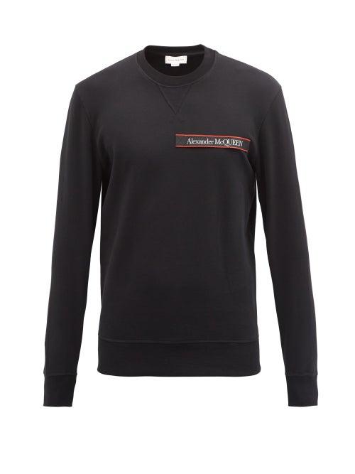 Matchesfashion.com Alexander Mcqueen - Logo-tape Loopback Cotton-jersey Sweatshirt - Mens - Black