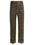 Matchesfashion.com La Doublej - Hendrix Pomodorini Oro Brocade Cropped Trousers - Womens - Black Gold