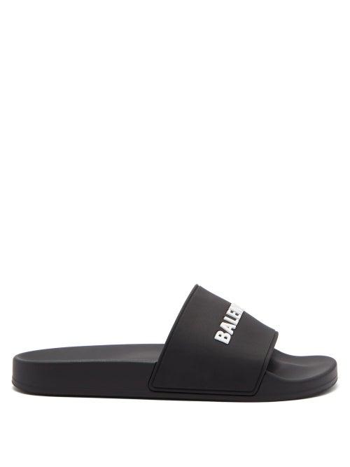Matchesfashion.com Balenciaga - Logo Embossed Rubber Slides - Mens - Black