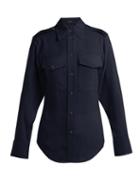 Matchesfashion.com Joseph - Rainer Silk Patch Pocket Shirt - Womens - Navy