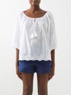 Juliet Dunn - Boho Floral-embroidered Cotton Blouse - Womens - White