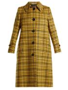 Matchesfashion.com Bottega Veneta - Plaid A Line Wool Coat - Womens - Yellow