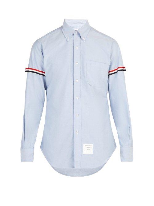 Matchesfashion.com Thom Browne - Button Down Collar Cotton Shirt - Mens - Light Blue