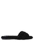 Saint Laurent - Tribute Shearling Slides - Womens - Black