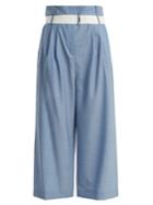Tibi Paperbag Wide-leg Pleat Trousers With Belt