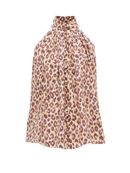 Matchesfashion.com Zimmermann - Super Eight Leopard-print Silk Blouse - Womens - Leopard
