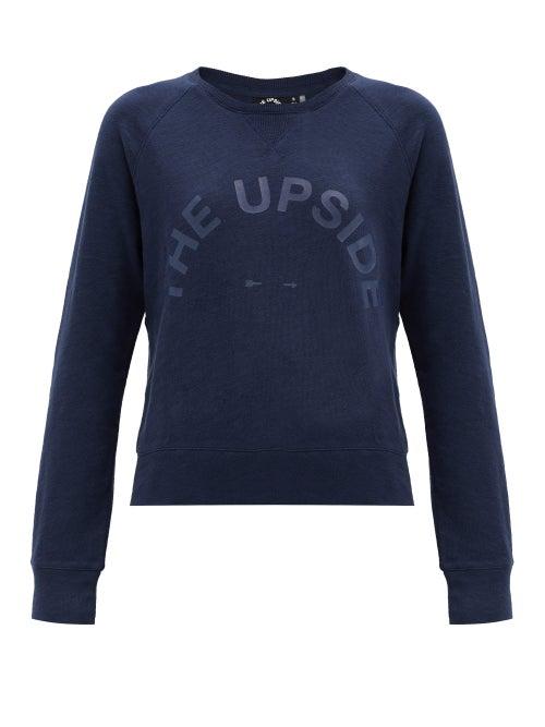 Matchesfashion.com The Upside - Bronte Logo-print Cotton-jersey Sweatshirt - Womens - Dark Navy
