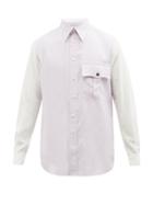 L.e.j - Flap Pocket Washed-silk Shirt - Mens - Purple White