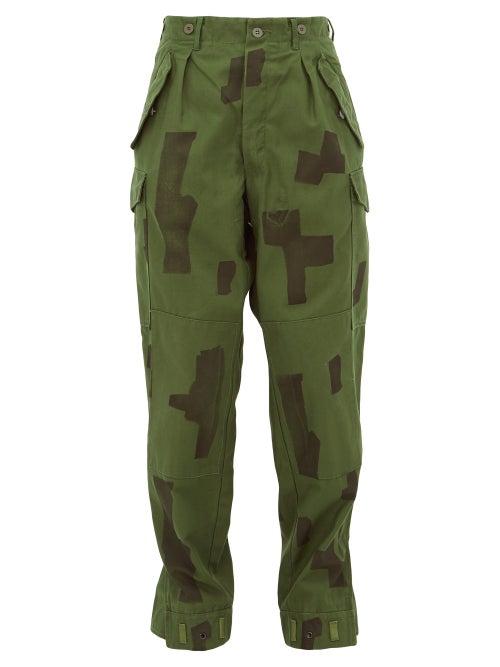 Matchesfashion.com Myar - Camouflage Print Cotton Trousers - Womens - Green