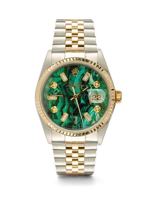 Jacquie Aiche - Vintage Rolex Datejust Diamond & 18kt Gold Watch - Womens - Green Multi