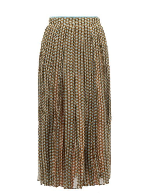 Matchesfashion.com Fendi - Pleated Karligraphy-print Silk-chiffon Skirt - Womens - Blue Multi