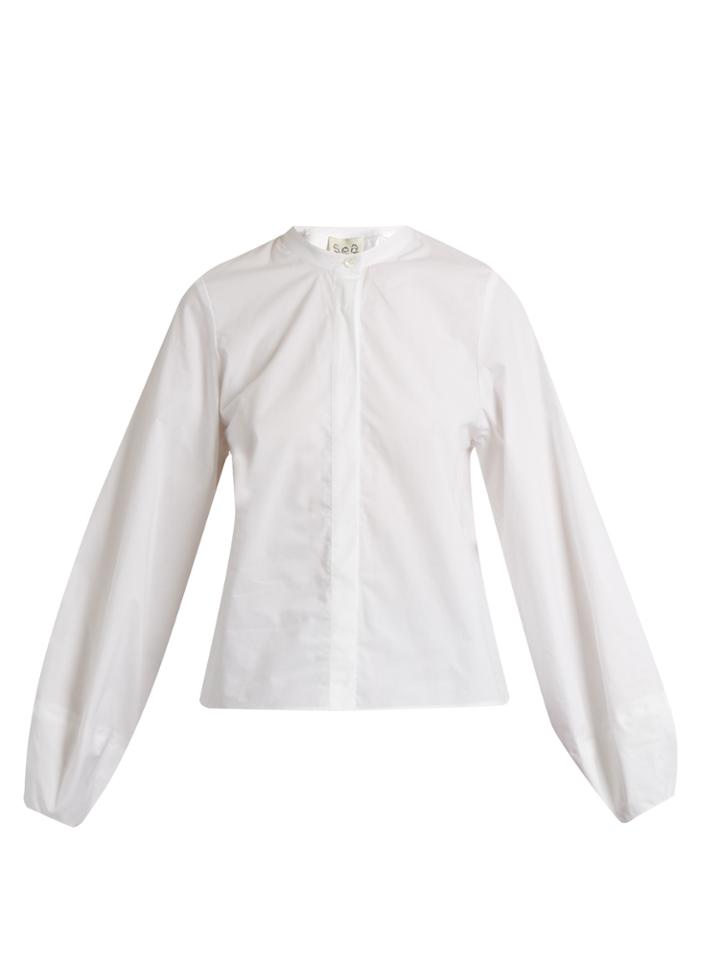 Sea Lantern-sleeved Cotton Shirt