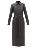 Raey - Tie-waist Leather Shirt Dress - Womens - Black