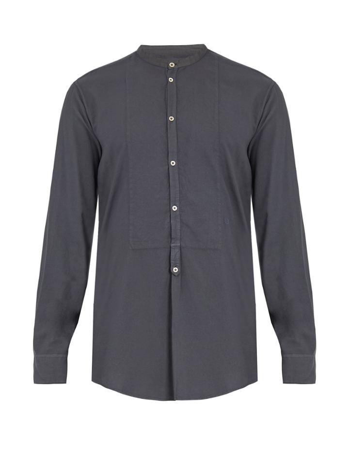 Massimo Alba Granddad-collar Modal And Cotton-blend Shirt