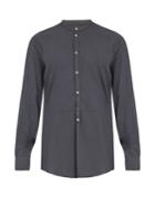 Massimo Alba Granddad-collar Modal And Cotton-blend Shirt