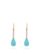 Matchesfashion.com Irene Neuwirth - Diamond, Turquoise & 18kt Gold Earrings - Womens - Blue