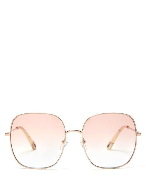 Matchesfashion.com Chlo - Gradated-lens Metal Sunglasses - Womens - Blue
