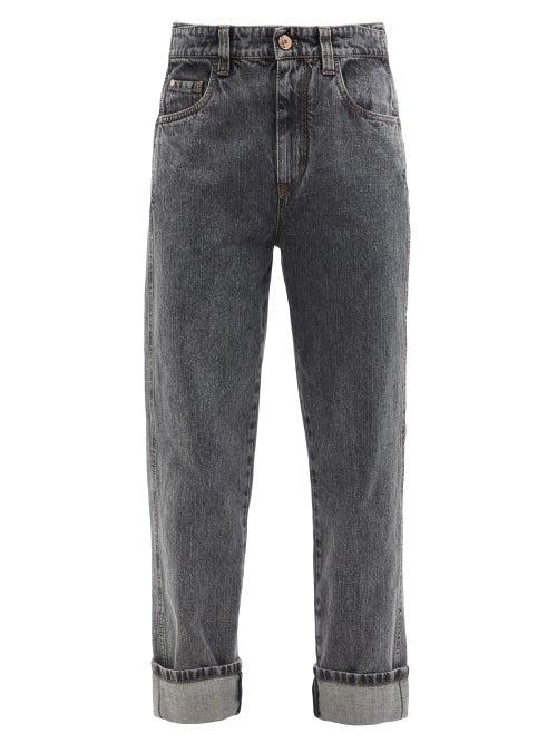 Matchesfashion.com Brunello Cucinelli - The Skater Straight-leg Jeans - Womens - Dark Grey