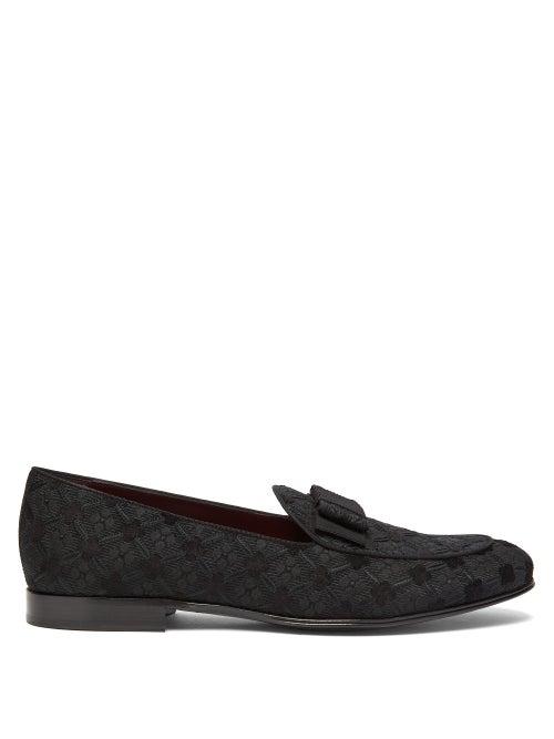 Matchesfashion.com Dolce & Gabbana - Bow Tie Diamond Brocade Loafers - Mens - Black