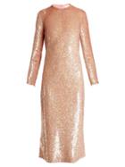 Matchesfashion.com Ashish - Striped Sequin Embellished Midi Dress - Womens - Pink