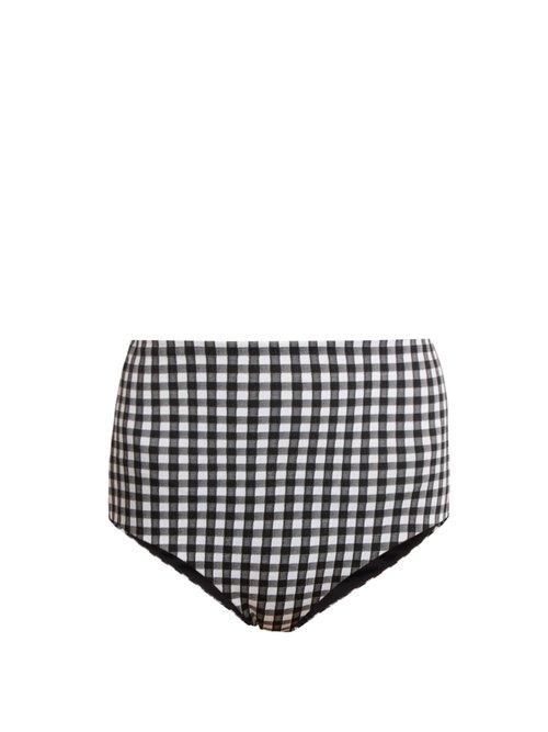 Matchesfashion.com Mara Hoffman - Lydia High Waisted Bikini Briefs - Womens - Black White