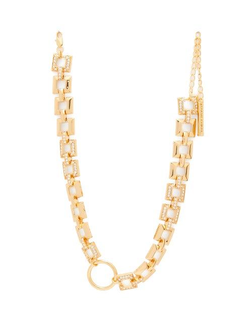 Matchesfashion.com Frame Chain - Crystal-embellished Square-chain Choker - Womens - Gold