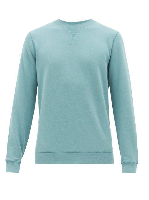 Matchesfashion.com Sunspel - Crew Neck Loop Back Cotton Sweatshirt - Mens - Blue