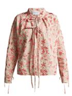Osman Jacky Floral-embroidered Linen Top
