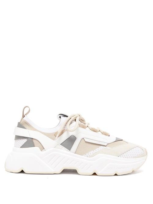 Matchesfashion.com Dolce & Gabbana - Daymaster Leather, Suede And Mesh Trainers - Mens - White