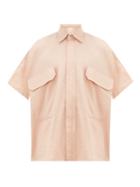 Matchesfashion.com Marrakshi Life - Drawstring-hem Cotton-blend Shirt - Mens - Pink