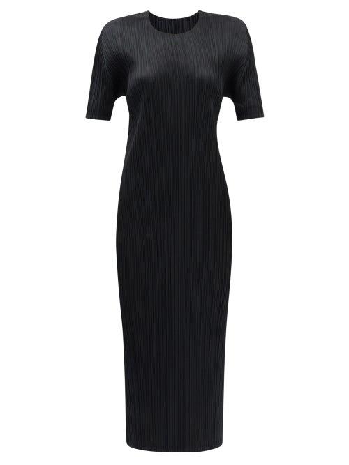 Pleats Please Issey Miyake - Technical-pleated Midi Dress - Womens - Black