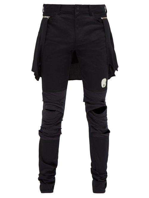 Matchesfashion.com Undercover - Slashed Knee Cotton Blend Trousers - Mens - Black