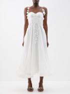 Zimmermann - Wonderland Corset Linen-blend Midi Dress - Womens - Ivory