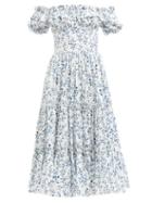 Matchesfashion.com Agua By Agua Bendita - Banana Ruffled Floral-print Cotton Midi Dress - Womens - White Print