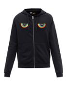Loewe Paula's Ibiza - Rainbow-patch Cotton-jersey Hooded Sweatshirt - Mens - Black Multi