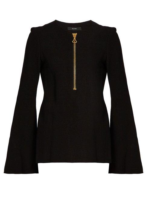 Matchesfashion.com Ellery - Minnelli Flared Sleeve Crepe Top - Womens - Black