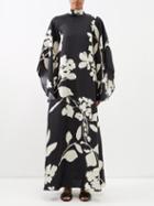 La Doublej - Magnifico Printed Silk-twill Dress - Womens - Black White