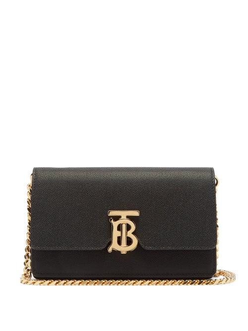 Matchesfashion.com Burberry - Carrie Tb Monogram Leather Cross Body Bag - Womens - Black