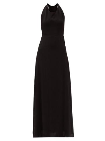 Matchesfashion.com Albus Lumen - Loli Halterneck Linen Maxi Dress - Womens - Black Cream