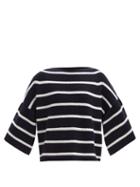 Allude - Striped Wool-blend Sweater - Womens - Navy Stripe