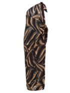 Matchesfashion.com Lisa Marie Fernandez - Zerina One Shoulder Crepe Devor Kaftan - Womens - Brown Print