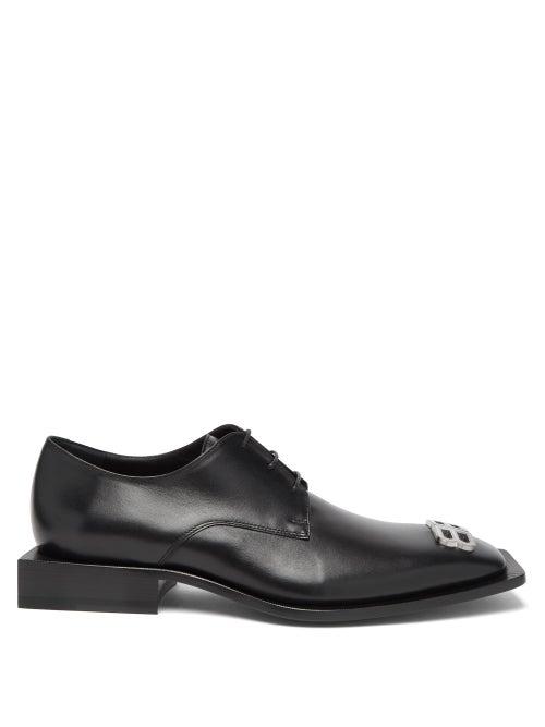 Matchesfashion.com Balenciaga - Bb-plaque Oversized-midsole Leather Derby Shoes - Mens - Black