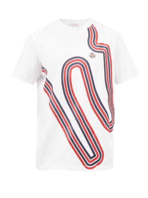Moncler - Wave-print Cotton-jersey T-shirt - Mens - White Multi