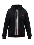 Matchesfashion.com Burberry - Larell Monogram-striped Cotton Hooded Sweatshirt - Mens - Black