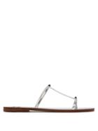 Matchesfashion.com Valentino - Rockstud Embellished Leather Slides - Womens - Silver