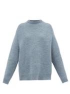 Matchesfashion.com Raey - Crew Neck Basketweave Wool Sweater - Womens - Blue