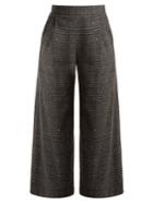 Muveil Wide-leg Cropped Checked Wool-blend Trousers