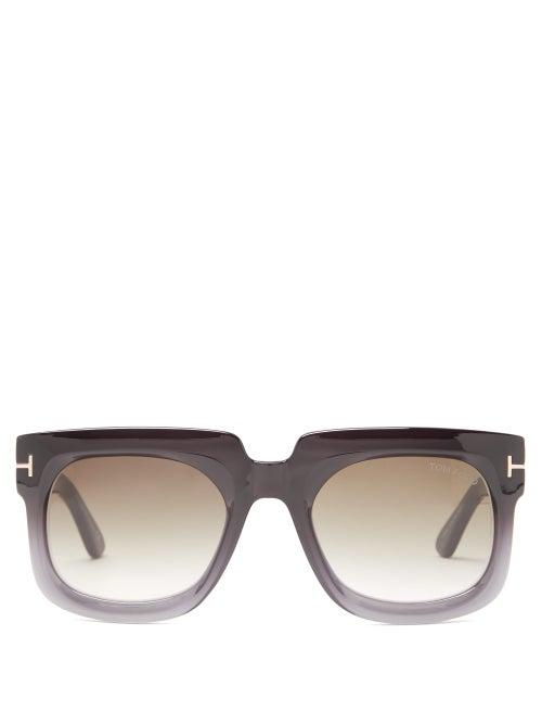 Matchesfashion.com Tom Ford Eyewear - T Monogram Square Acetate Sunglasses - Womens - Black Grey
